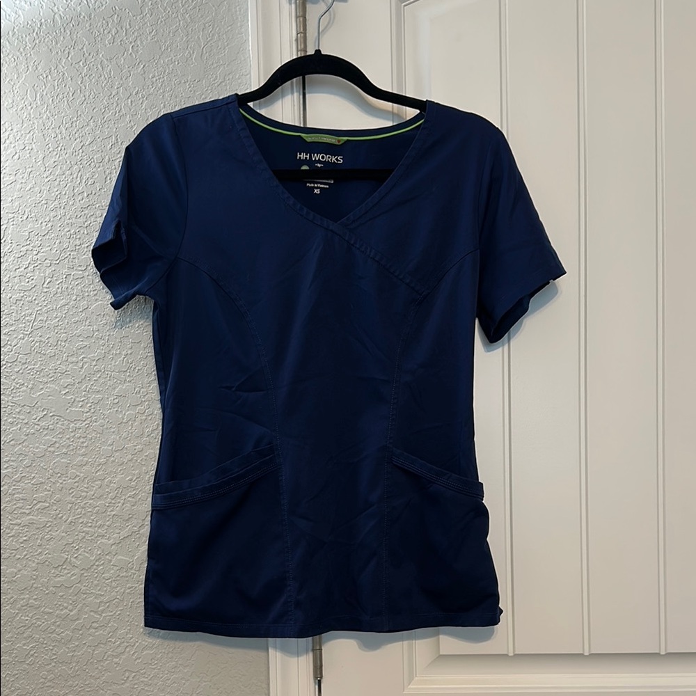 Healing Hands Women's Navy Blue Short Sleeve Scrub Top